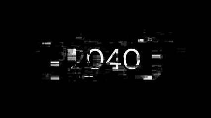 Obraz premium 3D rendering 2040 text with screen effects of technological glitches