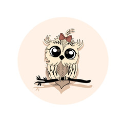 Owl sitting on tree illustration 