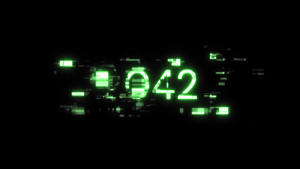 3D rendering 2042 text with screen effects of technological glitches