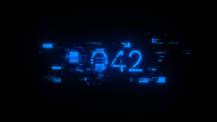 3D rendering 2042 text with screen effects of technological glitches