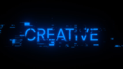 Obraz premium 3D rendering creative text with screen effects of technological glitches