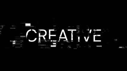 3D rendering creative text with screen effects of technological glitches