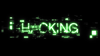 Obraz premium 3D rendering hacking text with screen effects of technological glitches