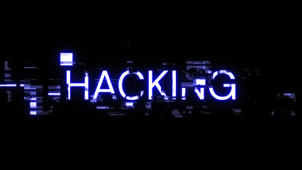 Obraz premium 3D rendering hacking text with screen effects of technological glitches