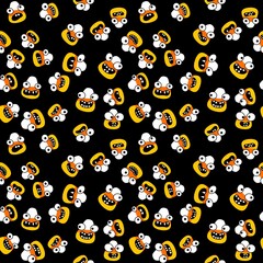 Cartoon Halloween sugar monsters seamless candy corn pattern for wrapping paper and fabrics and linens