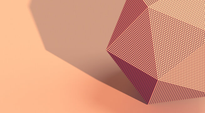 Minimalistic composition with a icosahedron and small spheres.