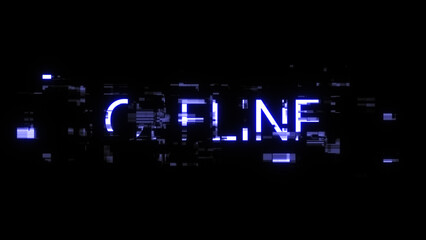 3D rendering offline text with screen effects of technological glitches