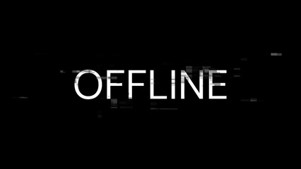 3D rendering offline text with screen effects of technological glitches