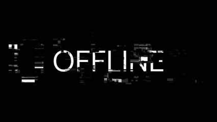 3D rendering offline text with screen effects of technological glitches