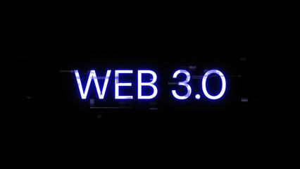 3D rendering WEB 3.0  text with screen effects of technological glitches