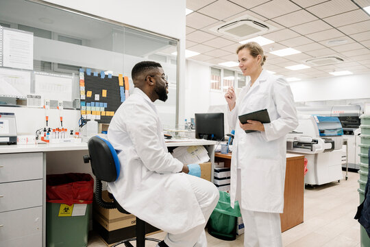 Medical staff taking a break from work in laboratory