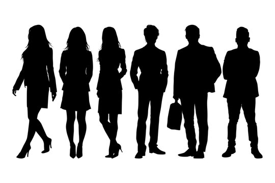 Business silhouettes. Group of isolated men and women