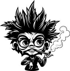 Fototapeta premium Stoney Toon Cartoon Character Puffing a Marijuana Bud in Vector Logo Design Cannabis Cartoons Cartoon Character Enjoying a Smoke in Logo Icon