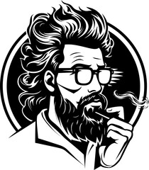 Toke Tales Cartoon Character Enjoying Cannabis in Vector Logo Design Blaze Buddy Cartoon Character Holding a Marijuana Bud in Logo Icon