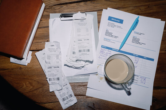 Organizing Business Receipts and Invoices with Coffee
