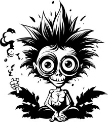 Cannabis Capers Cartoon Character in Weed Wonderland Puff Pass Pal Cartoon Mascot with Marijuana Leaf