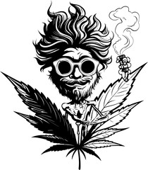 Blaze Buddy Cartoon Character with a Cannabis Connection Kush Companion Cartoon Mascot in Weed Fellowship