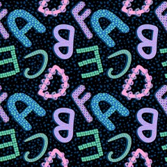 Cartoon alphabet seamless kindergarten pattern for wrapping paper and fabrics and linens and kids clothes