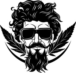 High Hilarity Cartoon Mascot in Weed Wit Ganja Grins Cartoon Character with a Joint