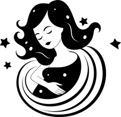 Divine Expectancy Radiant Mama to Be Vector Emblem Maternity Marvel Joyful Pregnant Woman Logo Icon