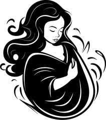 Expectant Euphoria Radiant Mother to Be in Logo Maternal Melody Joyful Pregnant Woman Symbol