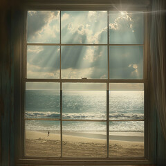 Ocean View Through Large Window