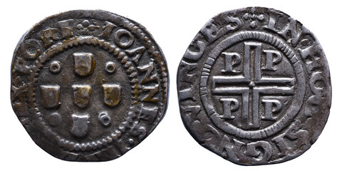 Old Portuguese Silver coin from the reign of João IV king of Portugal in the 17th century