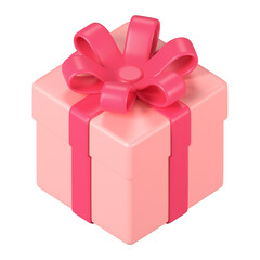 Pink gift box png sticker, 3d birthday graphic on transparent background