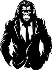 Tailored Tradition Stylish Chimpanzee Suit Emblem Design Classy Chimpanzee Couture Suave Chimpanzee Icon Emblem