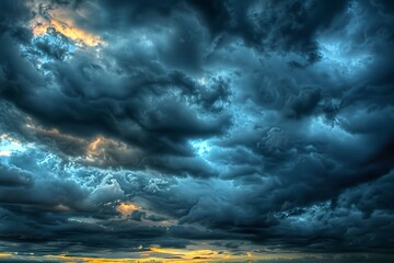 : A dramatic skyscape with dark, brooding clouds foretelling an approaching storm. - obrazy, fototapety, plakaty
