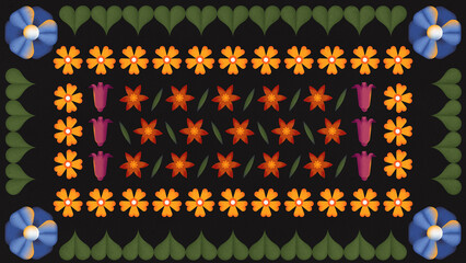 Repetitive Geometric Flowers background. Natural Floral Plant backdrop