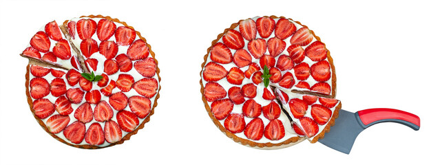 strawberry cake isolated on white background