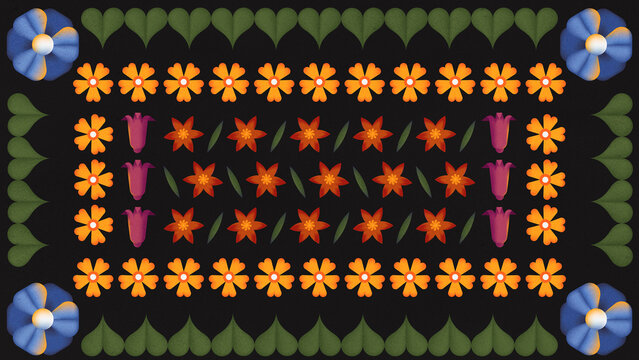 Repetitive Geometric Flowers background. Natural Floral Plant backdrop