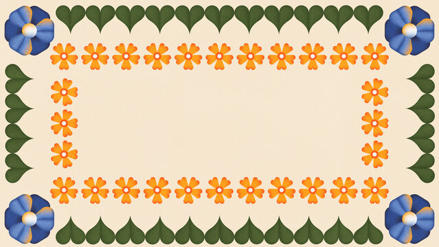 Geometric Flowers background with copy space. Abstact Floral backdrop