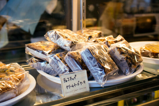 Chocolate cheesecake in a Japanese coffee shop