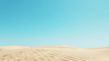 Naklejka premium minimalist background of sand dunes stretching to the horizon under a clear blue sky, symbolizing simplicity and solitude