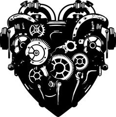 Industrial Intimacy Machanical Steampunk Heart Icon Design Metallic Melody Steampunk Human Heart Logo Icon