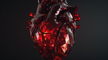 A beautiful red crystal heart pendant hanging from a string