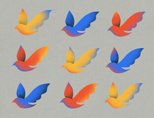 Abstract gray background with birds