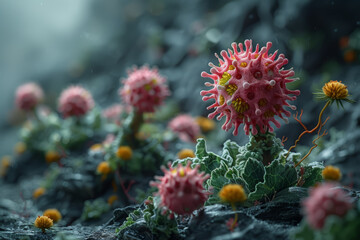 A series of illustrations depicting the stages of disease development, from initial exposure to recovery or chronicity. Concept of illness evolution and progression. Generative Ai.