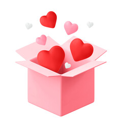 Valentine's gift png box, 3D object, celebration illustration on transparent background