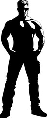 FlexFrame Muscled Man Icon Vector Power Pairs Iconic Muscle Emblem Emblem