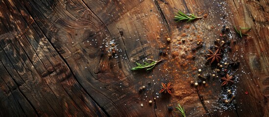 Cooking history with seasoning on a timber surface