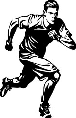 Velocity Vision Running Side View Emblem Speed Sprint Runner Icon Vector