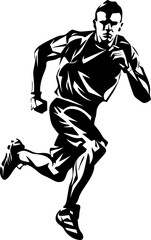 Swift Stride Athlete Emblem Vector Sprinter Surge Running Side View Logo