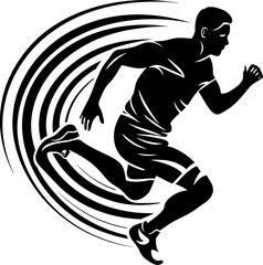 Endurance Emblem Marathon Runner Iconic Vector Swift Stride Running Side View Logo Vector