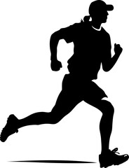 Marathon Mania Athlete Icon Vector Speed Sprinter Running Side View Emblem Design