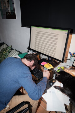 desperate man doing business accounting