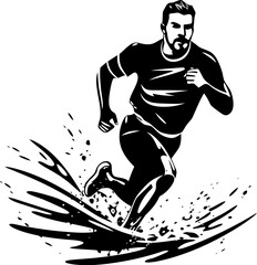 Run Rhythm Sprinter Iconic Emblem Swift Strider Runner Side View Icon Design