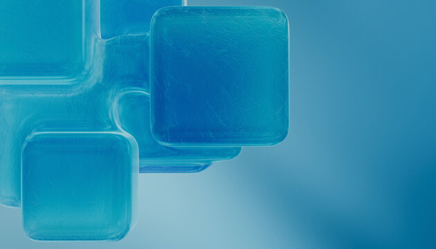 Blue ice cubes abstract figure
